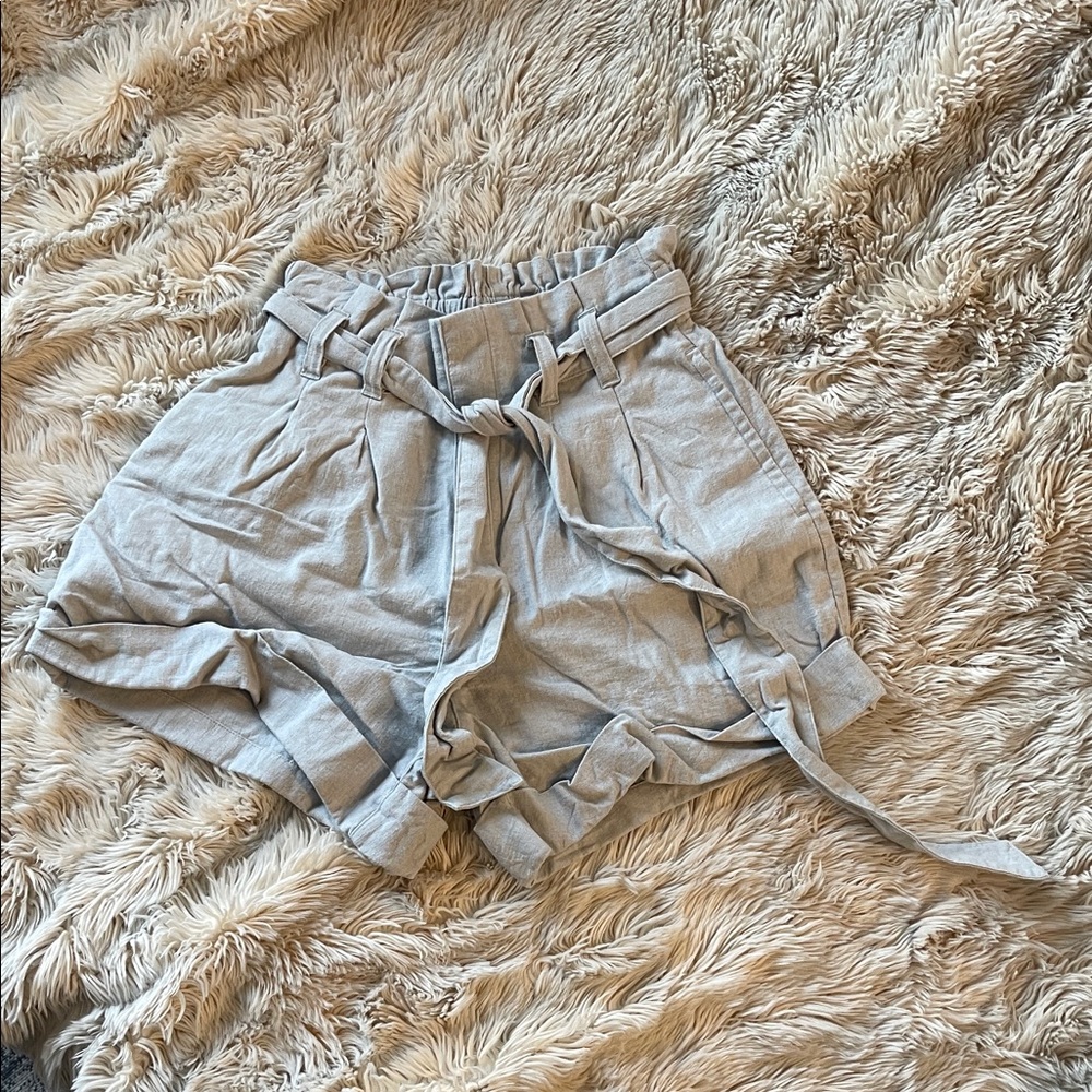 Abercrombie & Fitch Light Gray Paperbag Waist Shorts